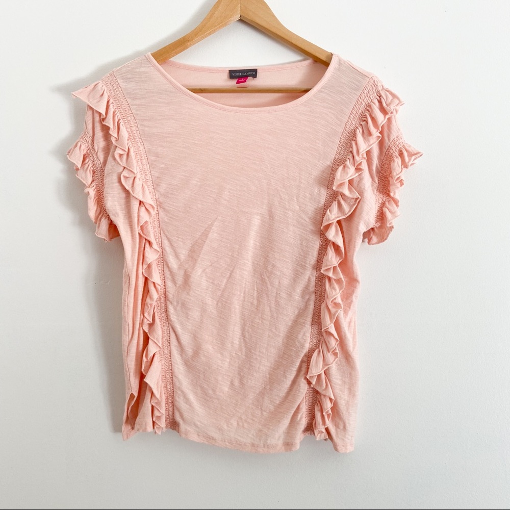 Vince Camuto Soft Peach Ruffle Sleeve Top